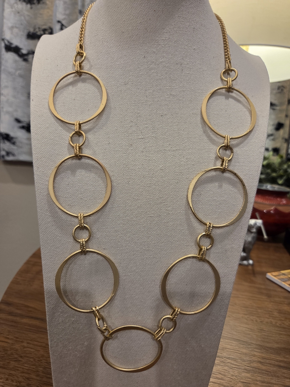 Gold Circle Link Long Necklace - Women Jewelry